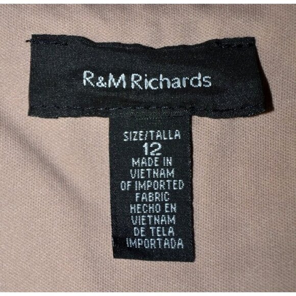 R&M Richards Ladies 12 Black Taupe Sequin Lace Sheath Dress Evening Wear Party - Picture 10 of 12